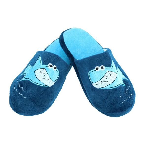 CTM Boy's Slide House Slippers with Shark Detail - Picture 2 of 3
